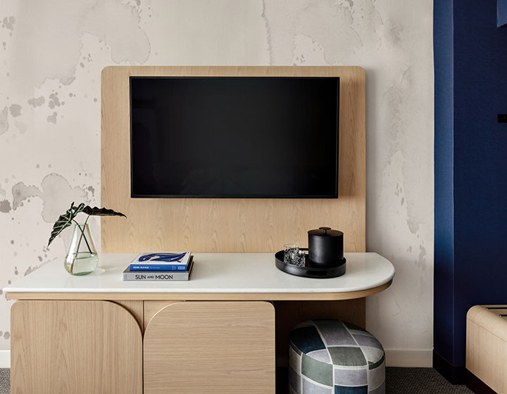 theta guestroom entertainment area