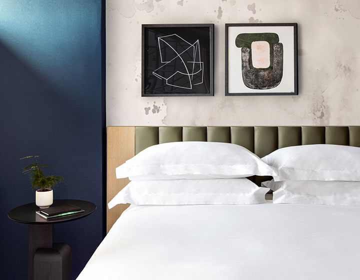 theta guestroom bed and side table